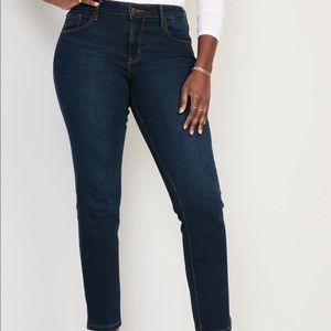 Mid-Rise Dark-Wash Power Slim Straight Jeans